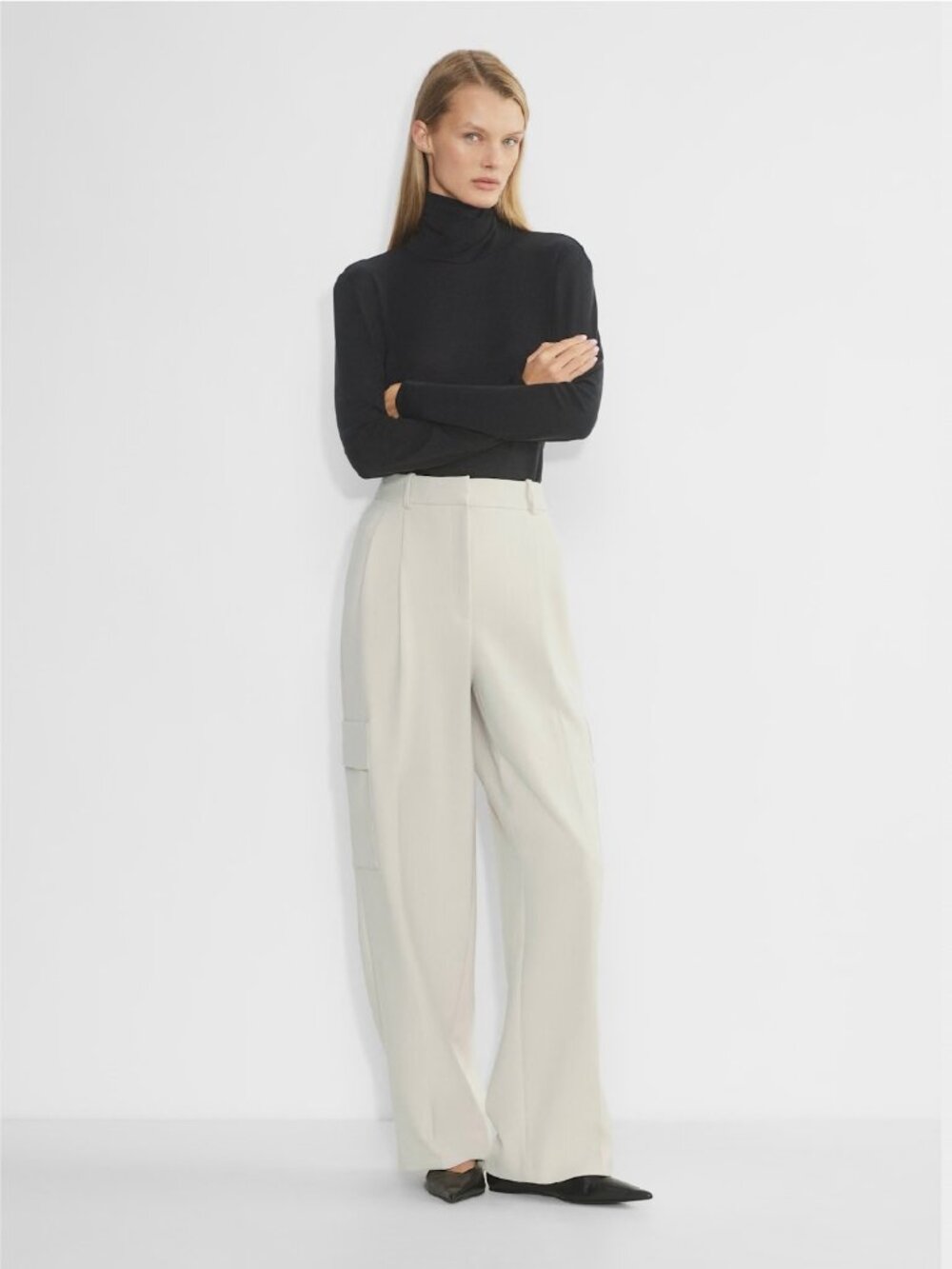 NWOT Aritzia Babaton Spotlight Cargo Pant White High Rise Wide Leg Size 10